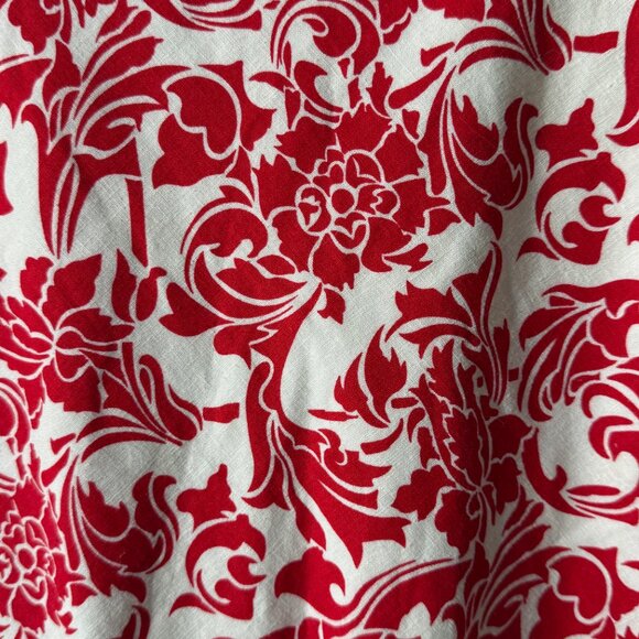 Spiegel Red White Crisp‎ Linen Cotton A-Line Fully Lined Skirt Size 4 - Picture 2 of 8